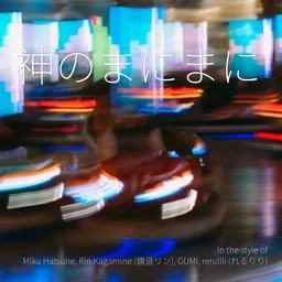 Cover art for 神のまにまに - GUMI,Miku Hatsune,rerulili (れるりり),Rin Kagamine (鏡音リン) karaoke version